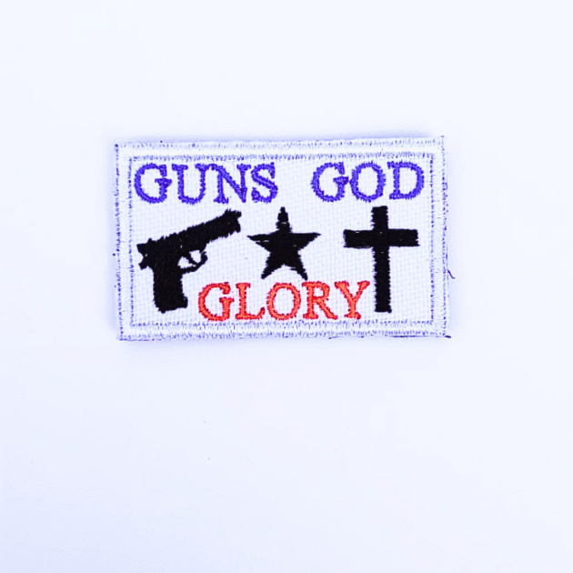 PATCH BORDADO GUNS GOD GLORY 6,5 X 4 CM